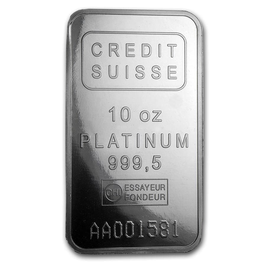 10 oz Platinum Bar Credit Suisse