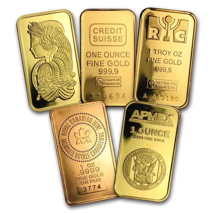 1 oz Gold Bar Varied Mint .9999 Pure - Secondary Market - Not Carded
