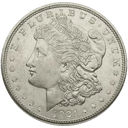 1921 - Silver Morgan Dollar -  About Uncirculated Condition