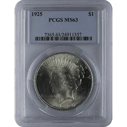 1921-1935 American Silver Peace Dollar PCGS-63