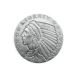 1/10 oz Silver Round Incuse Indian Design