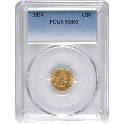 $1 Indian Gold Coin Type III - NGC or PCGS MS-63 (1856-1889)