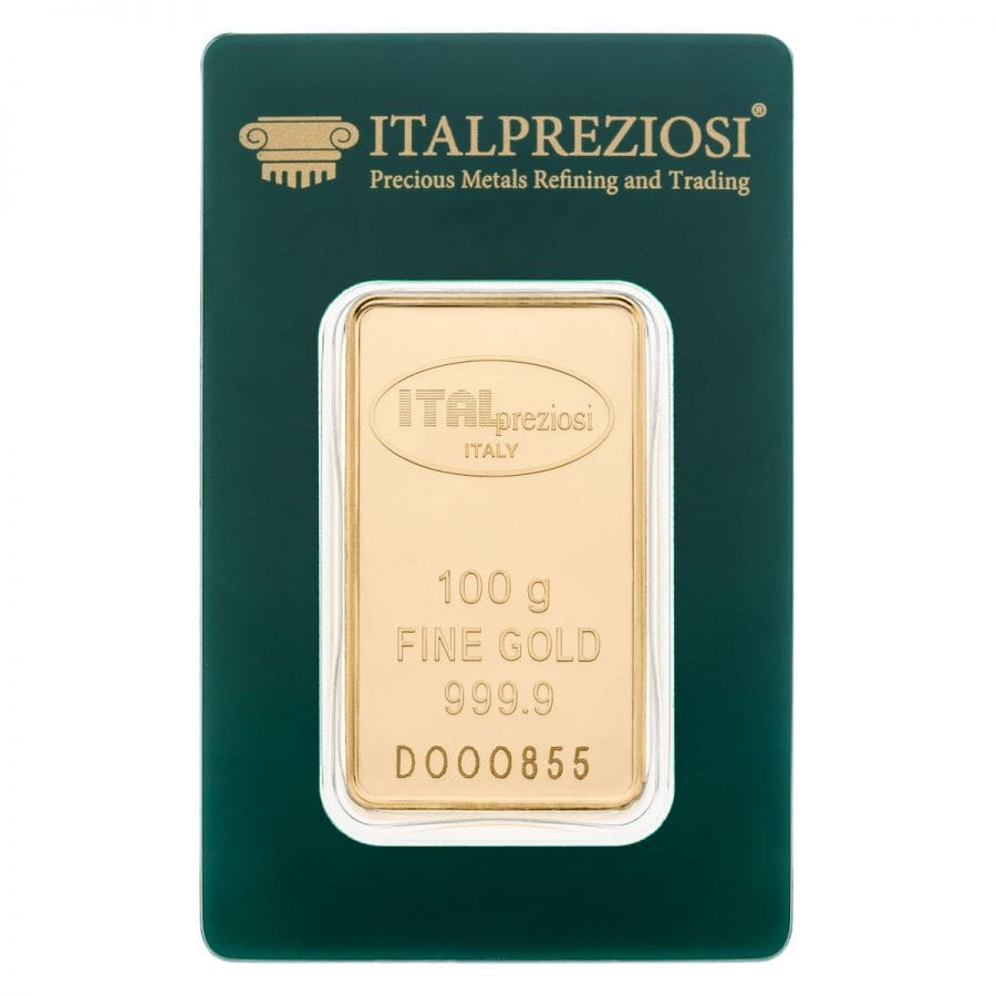 100 Gram Italpreziosi Mint Gold Bar - New (with Assay)