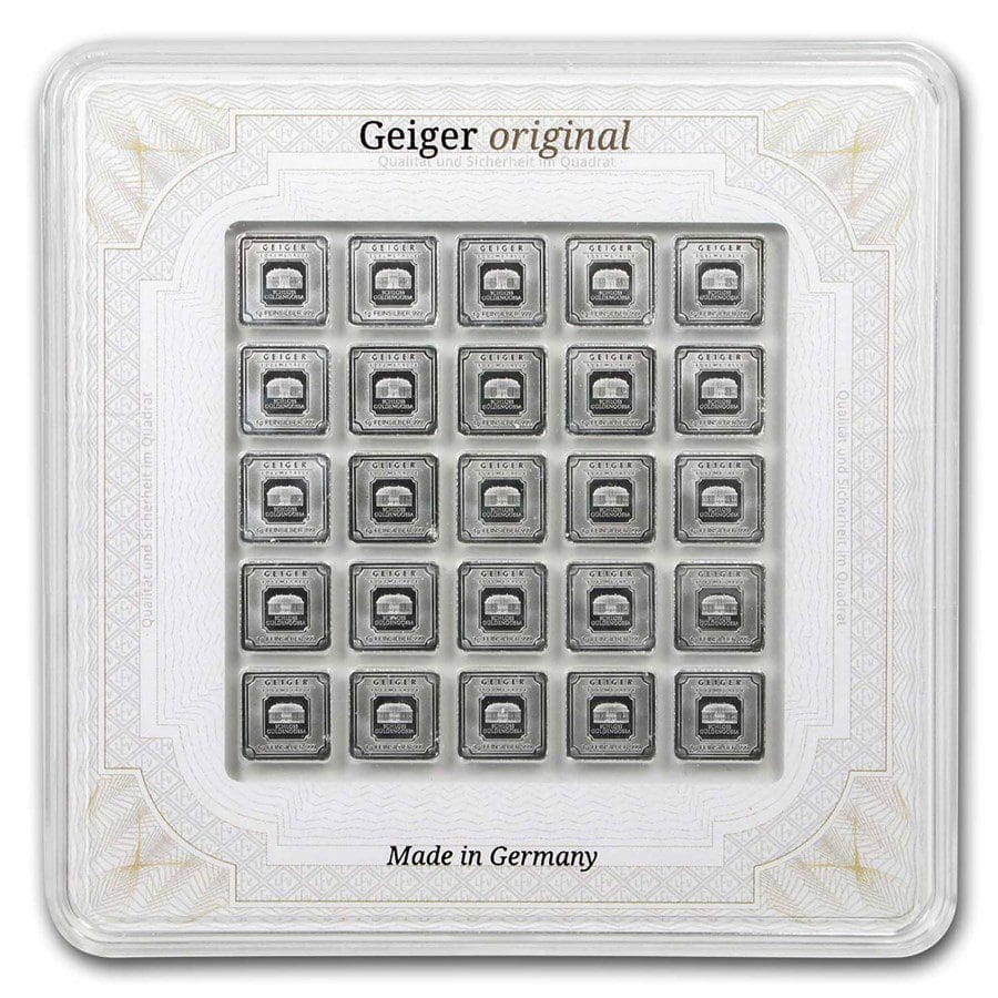 25 x 1 gram Geiger Edelmetalle Multicard Silver Bar (In Assay)