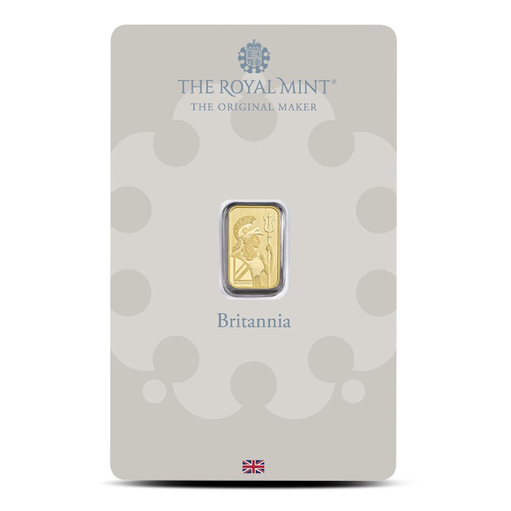 Britannia 1g Gold Bullion Minted Bar - 999.9 Fine Gold