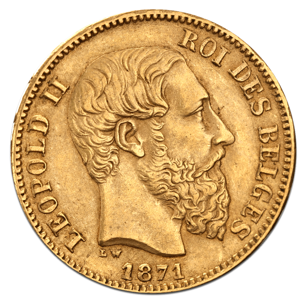 20 Franc Belgium Leopold II Gold Coin 1867-1882