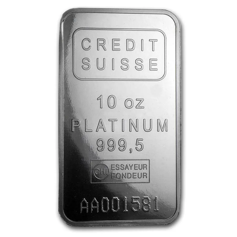 10 oz Platinum Bar Credit Suisse