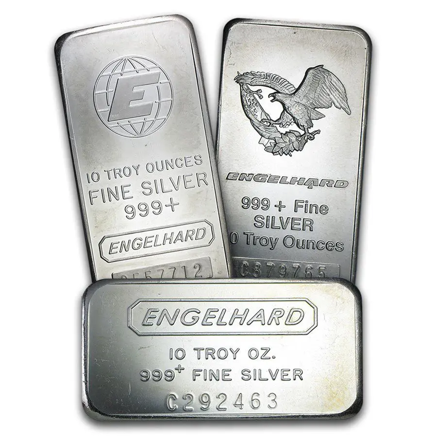10 oz Silver Bar - Engelhard (Varied Style)