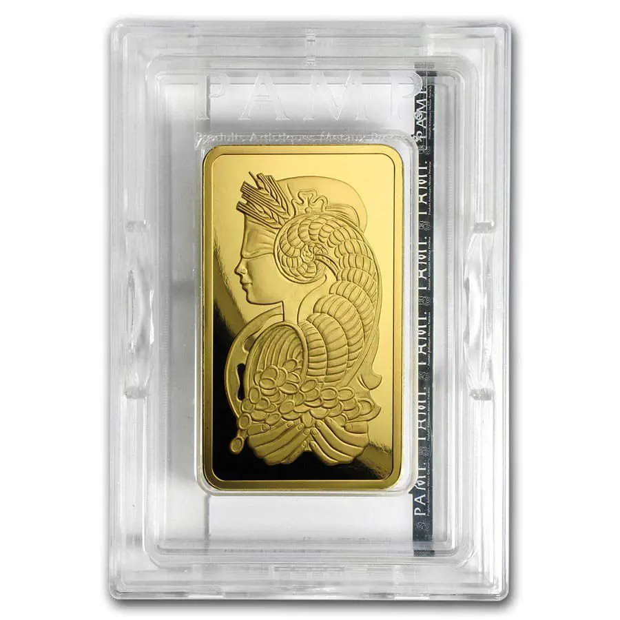 5 oz Gold Pamp Bar Lady Fortuna with Assay