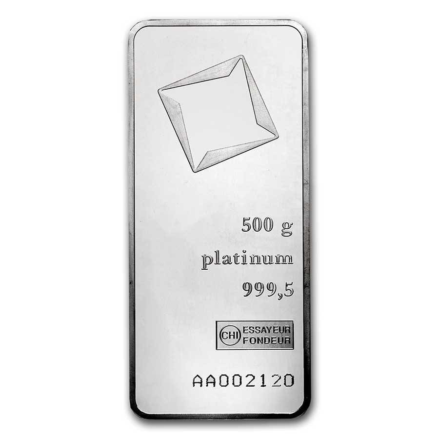 500 Gram Platinum Bar - Random Mint - With Assay