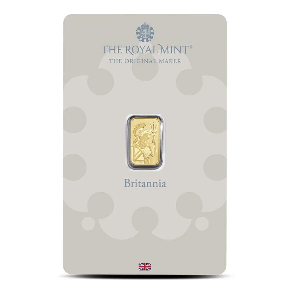 Britannia 1g Gold Bullion Minted Bar - 999.9 Fine Gold