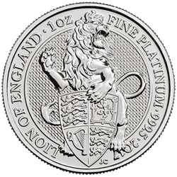 2017 1 oz British Platinum Queens Beast Lion