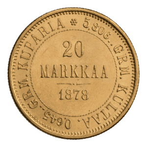 Finland Gold 20 Markkaa Choice BU (Varied Year)