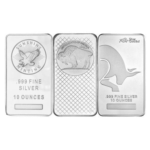 10 Oz .999 Fine Silver Bar – Secondary Market – Random Brand