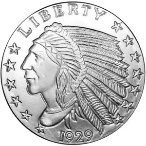 5 oz Silver Round Incuse Indian Design