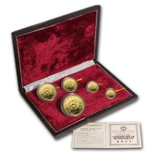 1986 China 5-Coin Gold Panda Proof Set (with Box and COA)