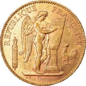 100 Francs France Gold Genie Coin "Lucky Angel" - Varied Year (XF-AU)