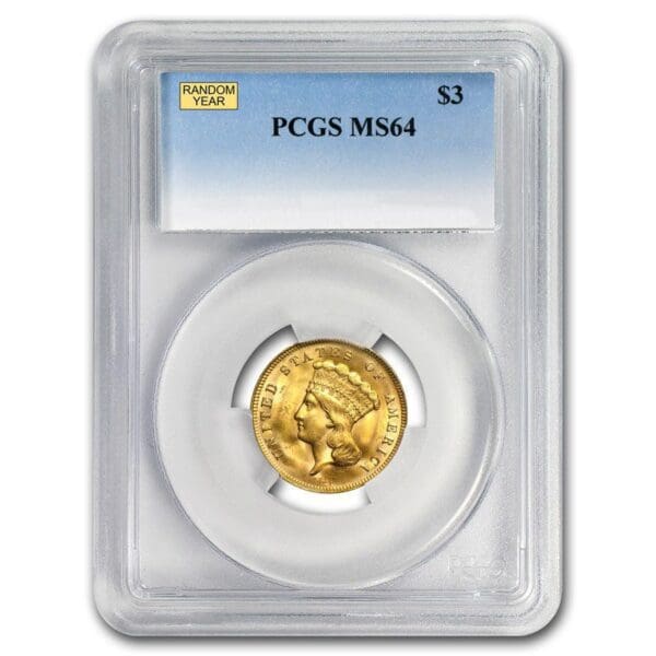 $3 Gold Princess - NGC or PCGS MS-64 (1854-1889)