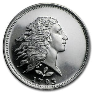 1/2 oz Flowing Hair Fractional Silver Round