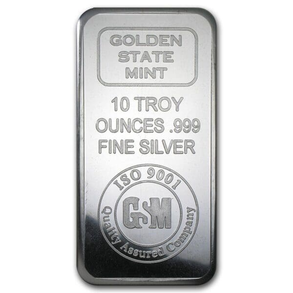 10 oz Golden State Mint Silver Bar