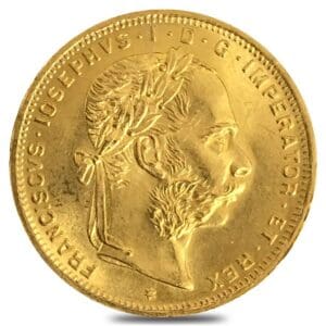 Austrian 8 Florin-20 Francs Gold Coin 1892 Dated