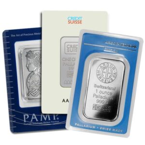 1 oz Palladium Bar - With Assay (Varied Mint)