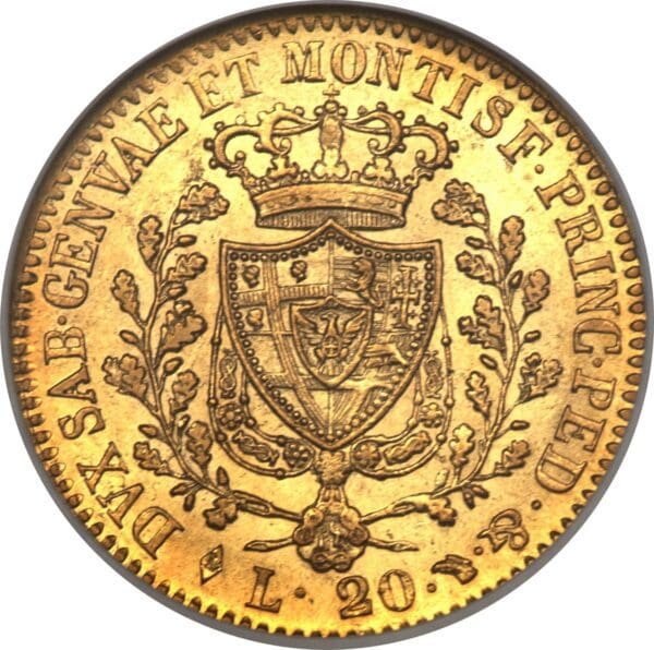 Italy Sardinia 20 Lire Gold 1821-1831 Charles Felix - Image 2