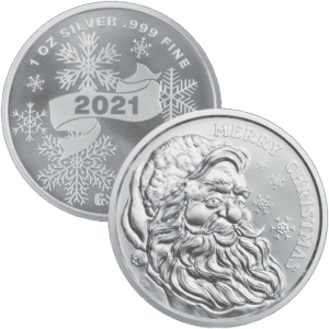 1 oz Silver Round Proof Christmas Santa w/Leatherette Box and Capsule