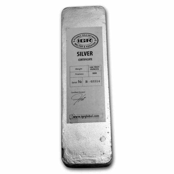 100 oz Silver Bar - Istanbul Gold Refinery - With Assay Card - Image 3