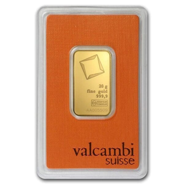 20 Gram Gold Valcambi Suisse Bar Minted