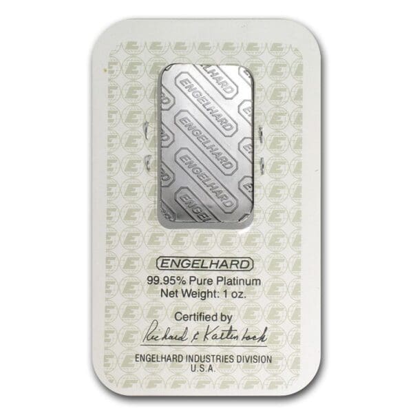 1 oz Platinum Bar Engelhard- in Original Assay and Packaging - Image 2