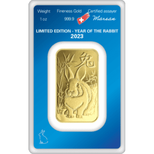 2023 1 oz Argor Heraeus Lunar Year of the Rabbit Gold Bar