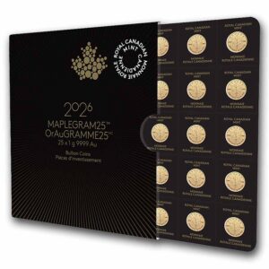 2026 MapleGram Sheet of 25 Maple Leaf 1 Gram Gold Coins