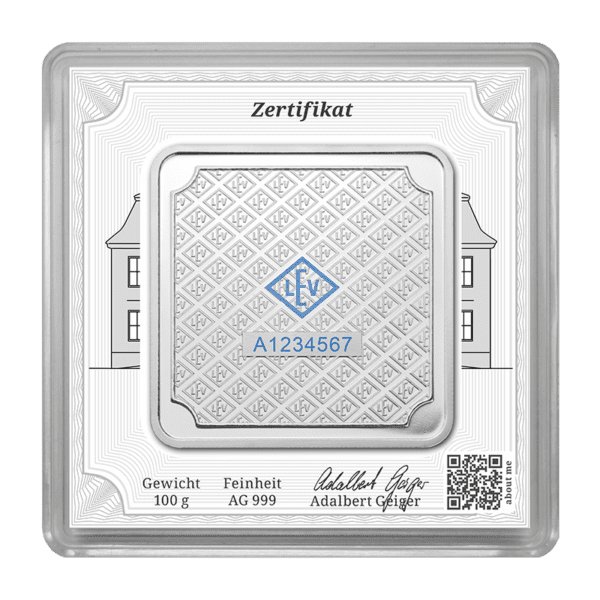 100 gram Geiger Edelmetalle Silver Bar (Sealed) - Image 2