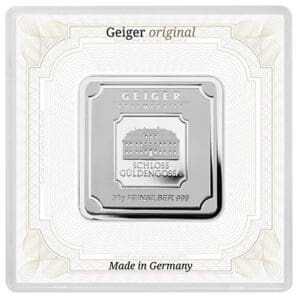 50 gram Geiger Edelmetalle Silver Bar (In Assay)