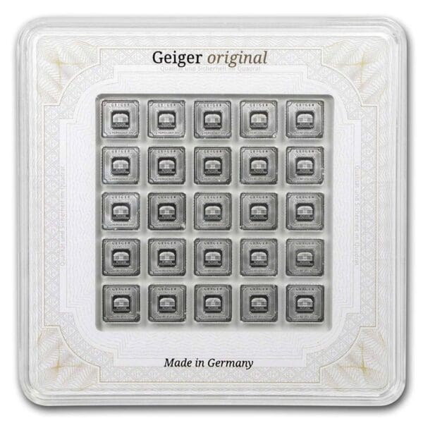 25 x 1 gram Geiger Edelmetalle Multicard Silver Bar (In Assay)