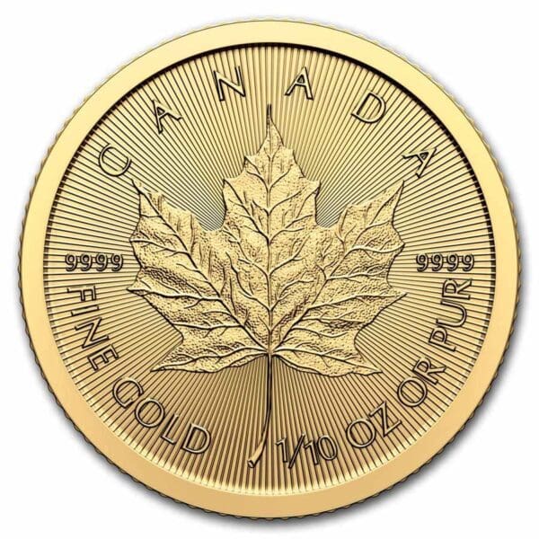 2025 - Gold Canadian Maple Leaf 1/10 oz (BU)