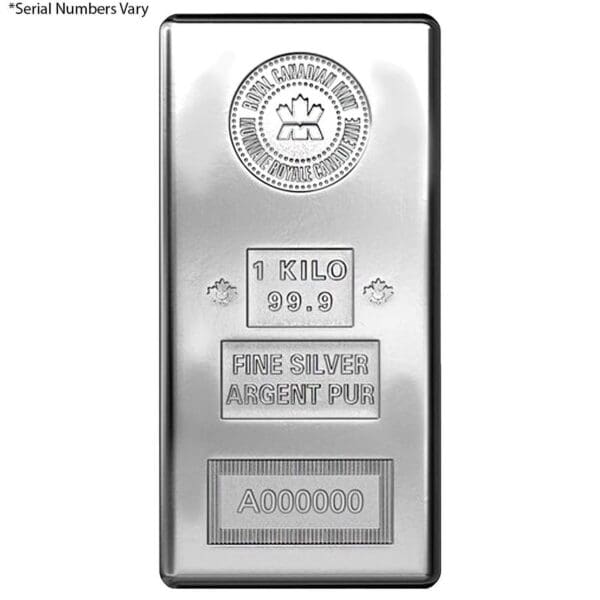 1 Kilo Silver Bar - Royal Canadian Mint (RCM) .999
