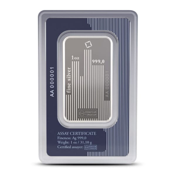 1 oz Silver Valcambi Skyline Bar - .999 Fine Silver with Assay - Image 2