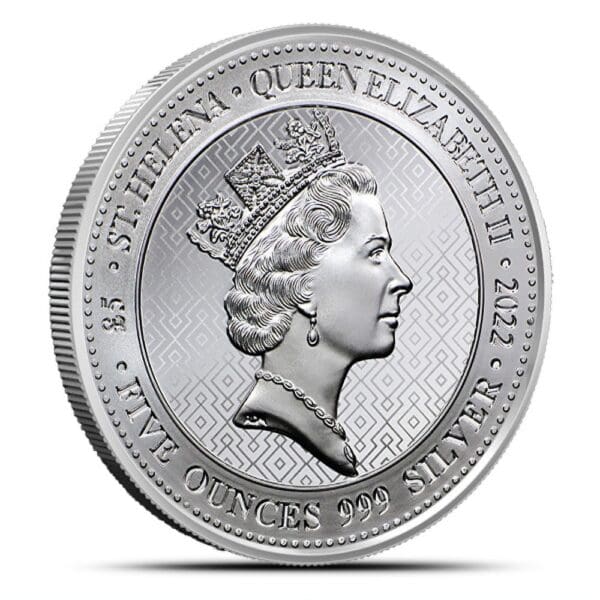 2022 5 oz Silver St. Helena Queen's Virtues Victory Coin - .999 Fine Silver - Image 2