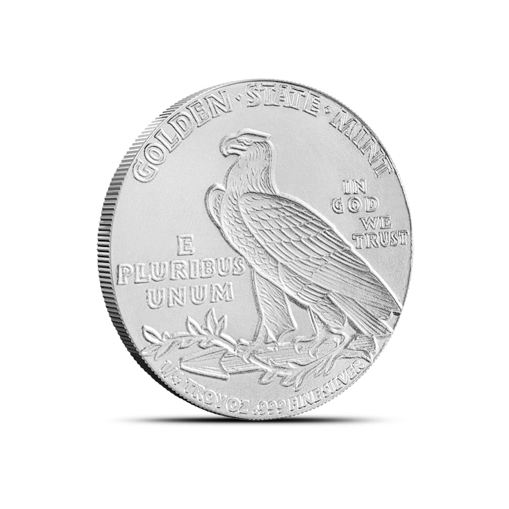 thumbnail image 2 of 2021 1oz .999 Fine Silver Round - Golden State Mint Incused Indian Design In Capsule 2 of 3