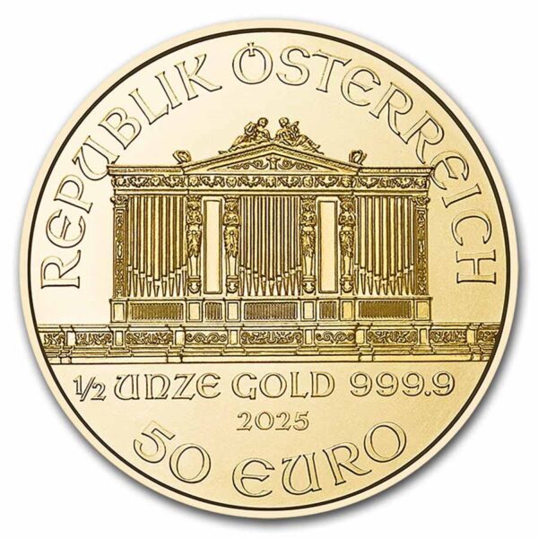 2025 - 1/2 oz Austrian Gold Philharmonic (BU) - Image 2