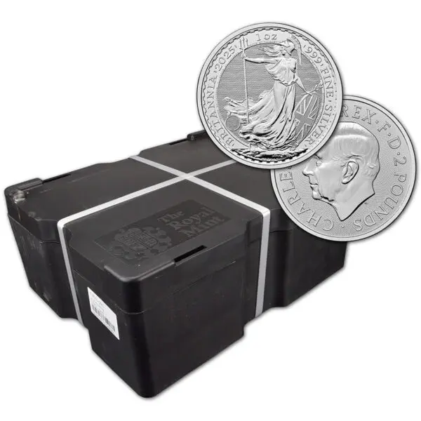 2025 - Great Britain Silver Britannia Roll of 25 - 1 oz Silver Coins (BU) - Image 4