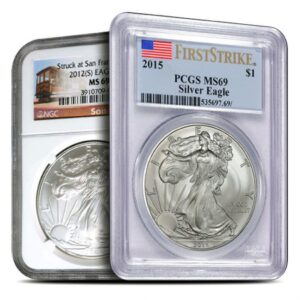 1 oz Graded Silver American Eagle Varied Year MS69 (NGC/PCGS)