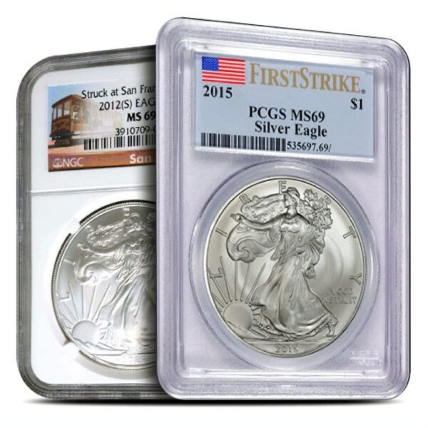 1 oz Graded Silver American Eagle Varied Year MS69 (NGC/PCGS)