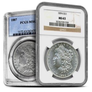 1 oz Graded Silver Morgan Dollar Varied Year MS63 (NGC/PCGS)