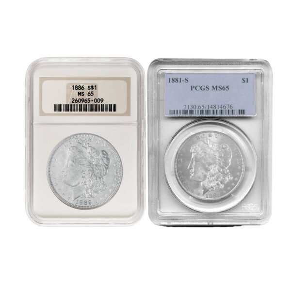 1 oz Graded Silver Morgan Dollar Varied Year MS65 (NGC/PCGS)