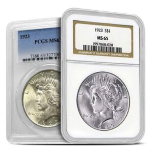 1 oz Graded Silver Peace Dollar Varied Year MS65 (NGC/PCGS)