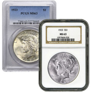 1 oz Graded Silver Peace Dollar Varied Year MS63 (NGC/PCGS)