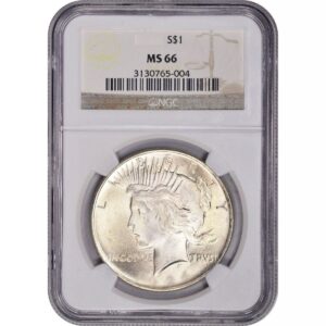 1 oz Graded Silver Peace Dollar Varied Year MS66 (NGC/PCGS)